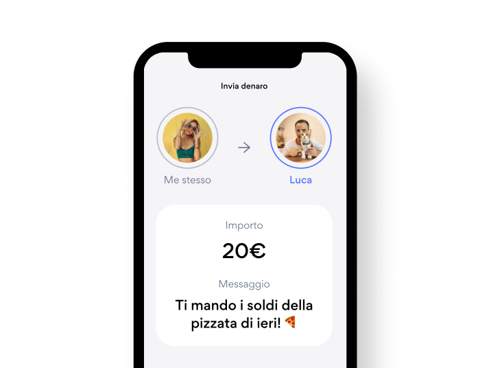 Immagine che descrive Con Scambia denaro invii e ricevi denaro con i tuoi contatti all'istante.